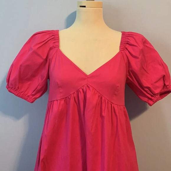 INC International concepts size PS high low Pink puff sleeve dress spring easter - Picture 3 of 10